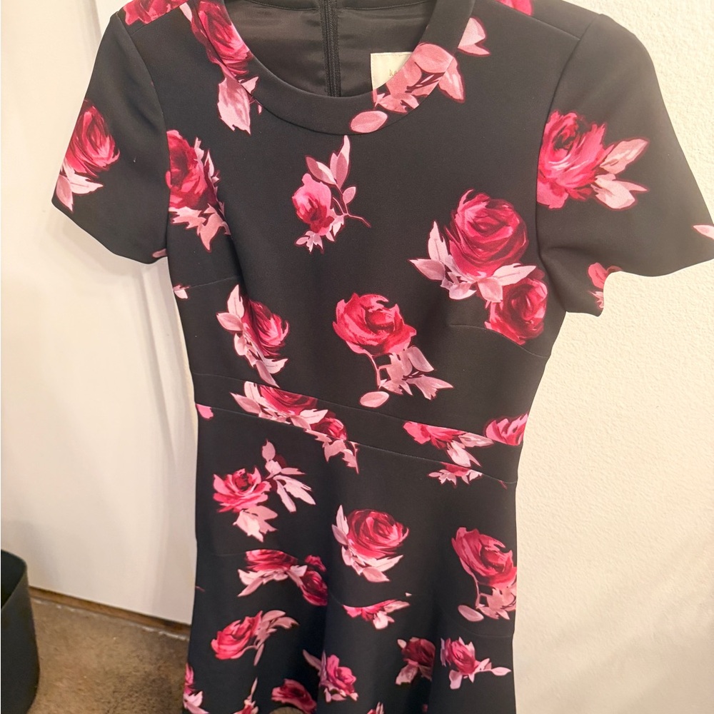 Kate Spade Black Dress with Pink Floral Design